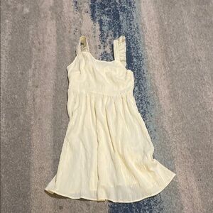 Amazon Cream Pleated Sundress Sleeveless Casual